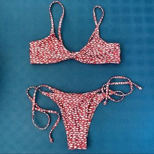 Bikini swim set. Beautiful burgundy with white color. In a great condition.